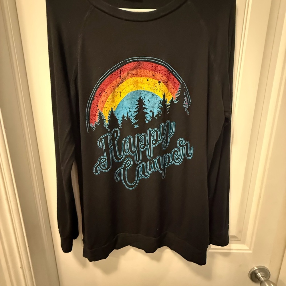Happy Camper Black Long Sleeve Tee